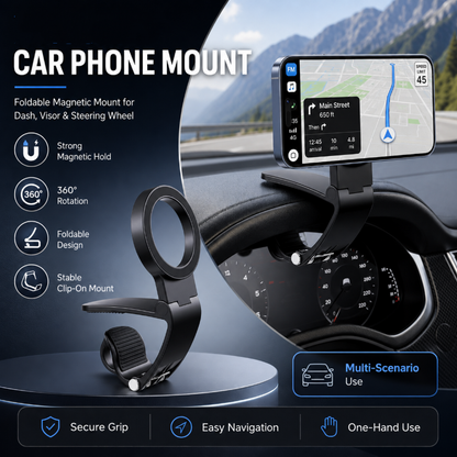 🥳HOT SALE🥳💞15K+ SOLD! Car Phone Mount – From £7.99! N52 magnets, 360° rotation & anti-slip. Secure drive – grab yours! ✅
