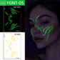 Halloween Glow-in-the-Dark Face Decals – Tri-color Fluorescent Lightning Design (Full-Face Sticker for Cosplay Parties)