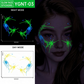 Halloween Glow-in-the-Dark Face Decals – Tri-color Fluorescent Lightning Design (Full-Face Sticker for Cosplay Parties)