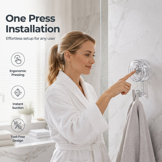Suction Cup Hooks - No Tools Required, 360-Degree Rotation Home Organizer for Bathroom Decor, Kitchen, Glass Door, Mirror, Windows, Tile, Painted Wooden Door, Robe, Towel, Holiday Decoration, No Drill