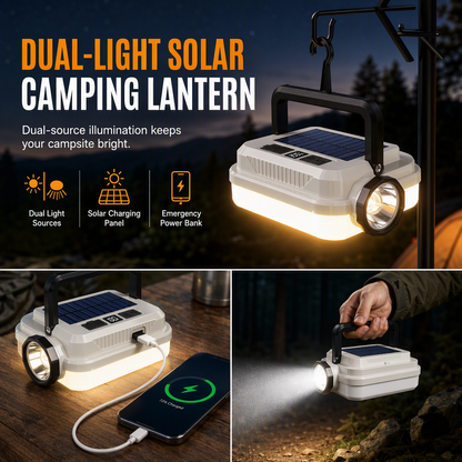 🏕️ 50% OFF NOW! 🔦 Dual-Light Solar Camping Lantern – Power Bank, Hanging Hook & Weatherproof – For Camping, Hiking & Power Outages 🔋