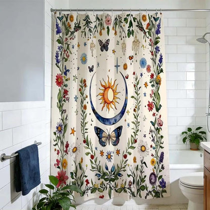 Vintage Mystical Sun and Moon Shower Curtain