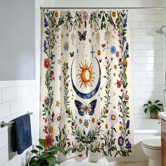 Vintage Mystical Sun and Moon Shower Curtain