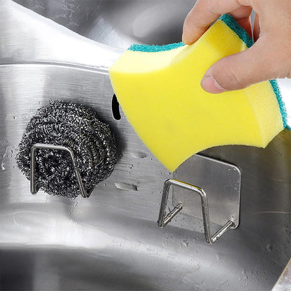 Sink Sponge Holder & Self-Adhesive Sponge Hook – Kitchen Sink Sponge Storage Rack