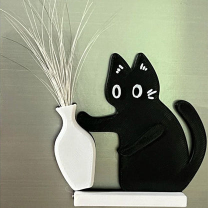 Cute Cat Whiskers & Hair Collection Black Cat Vase Fridge Magnets Acrylic Magnetic Cat Push Bottle Design Cat Souvenirs Vase Can Be Used for Flower Arrangement Multi-Purpose Fun Decor