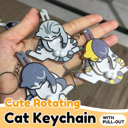 🎃Buy 1 Get 1 Free!😹Interactive Mischief Cat Keychain – Pull & Spin Novelty Charm