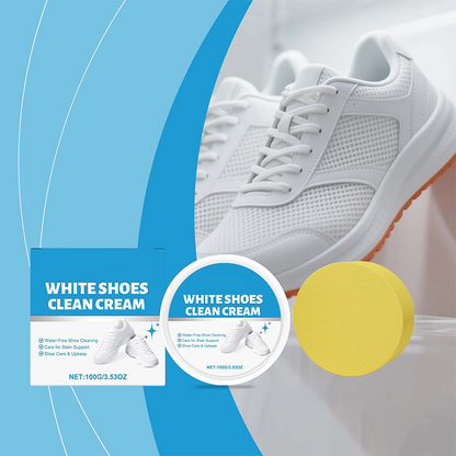 Water-Free White Shoe Cleaning Cream with Sponge