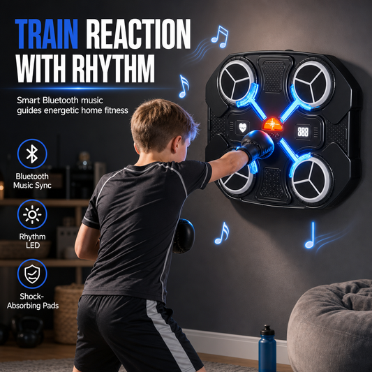 🥳2026 HOT SALE🥳💞50K+ SOLD! 🥊🎵 Music Boxing Machine for Kids with Gloves, Interactive Boxing Toys for Kids Wall Mounted Smart Bluetooth Punching Boxing Training Sport Toys for Kids 🛡️💪
