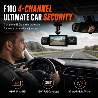 📹 LIMITED-TIME 50% OFF! ⚡ F100 4-Lens Dash Cam –1080P HD, Infrared Night Vision, GPS Sync Recording ✨