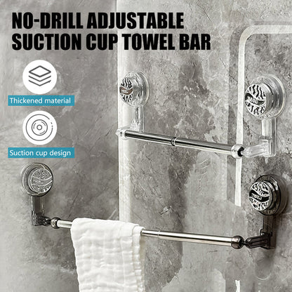 Hang Towels Instantly! No-Drill Adjustable Suction Cup Towel Bar