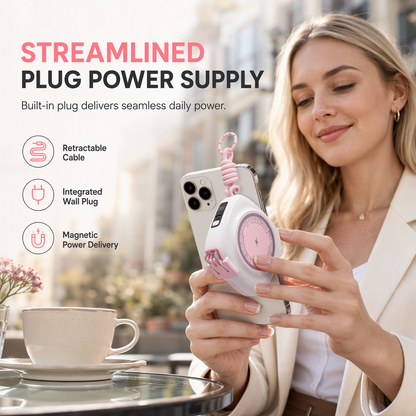 6-in-1 Magnetic Wireless Power Bank with Built-in Wall Plug
