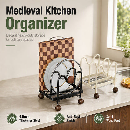 Kitchen Cutting Board Holder and Pot Lid Organizer