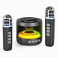 2026 Newest Portable Bluetooth Karaoke Audio Speaker System - Mini Speaker with Magnetic Phone Stand, 2 Wireless Lavalier Mics, Lyrics Display, LED Light, TF Card Input, TWS Support