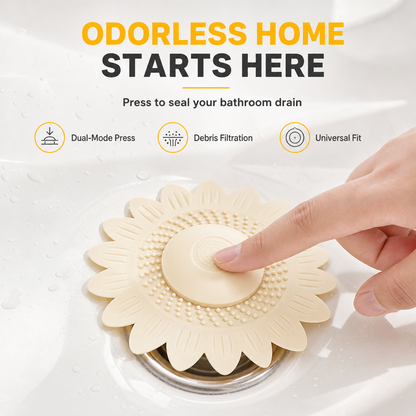 Anti-Odor Bathroom Drain Silicone Sunflower Cover Anti-Backflow
