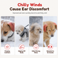🐶 Plush Dog Winter Hat – Warm Ribbed Knit Hood with Double Pom-Poms