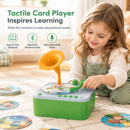 Mini Phonograph for Kids,with 24 Durable PVC Cards, 56 Stories, 14 Classical Music Pieces and 36 Nursery Rhymes