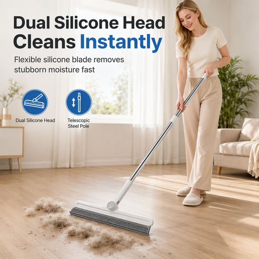 Multipurpose Pet Hair Removal Broom and Floor Squeegee Brush with Long Handle for Household Cleaning