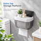 Punch Free Wall Mounted Bathroom Toilet Paper Holder and Tissue Dispenser with Storage Shelf