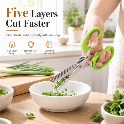 Multi-Layer Scissors with Plastic Handle for Kitchen Use and Office Paper Shredding