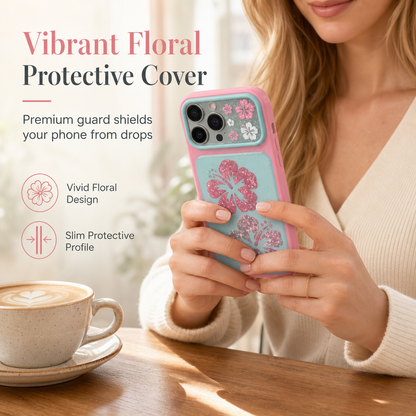 Hibiscus Flower Shell Pattern Protective Phone Case
