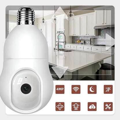2K Light Bulb Security Camera - Socket-Mounted PTZ Indoor Camera, Next-Gen Descriptive AI Alerts, 360° Pan-Tilt, Color Night Vision, Built-In LED & Spotlight, Local Recording, 2.4GHz WiFi