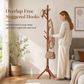 Freestanding Solid Wood Coat Rack 173cm Tall Triangle Base Floor Standing Clothes and Bag Hanger for Bedroom